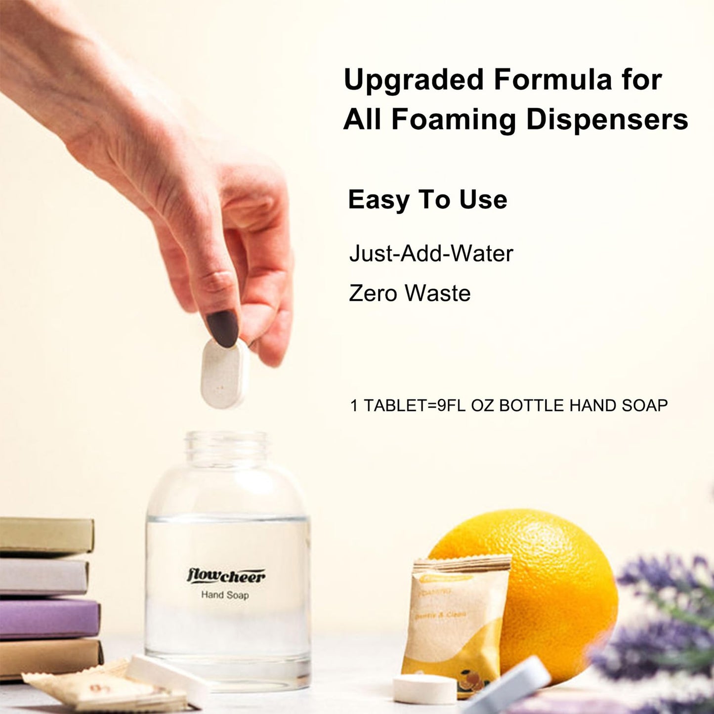 flowcheer Foaming Hand Soap Refill Tablets, Vanilla Fragrance, 12 Pack
