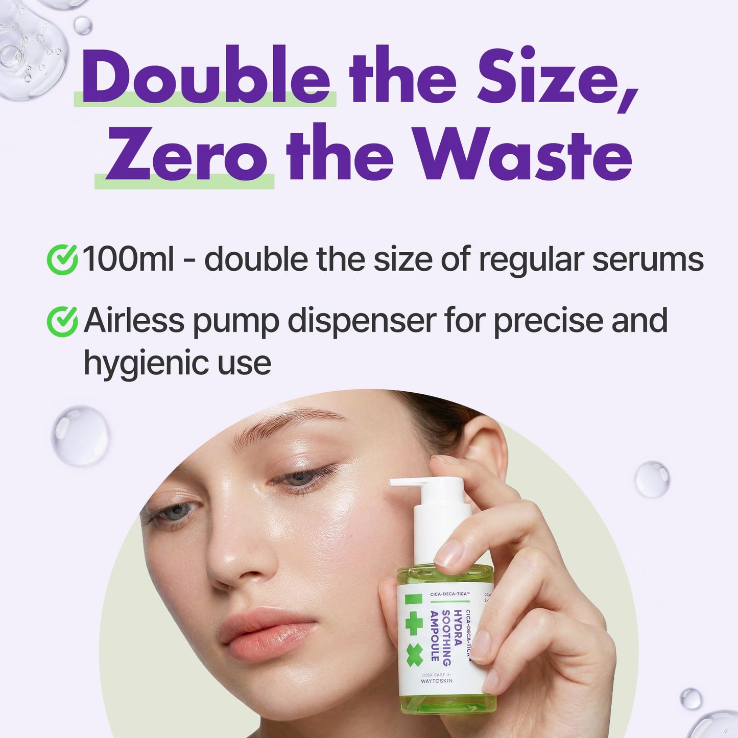 WAYTOSKIN Centella Calming Ampoule Serum – Korean Face Serum with Niacinamide, Tea Tree & Multi Hyaluronic Acid for Oily, Combination Skin 3.38 fl oz. / 100ml