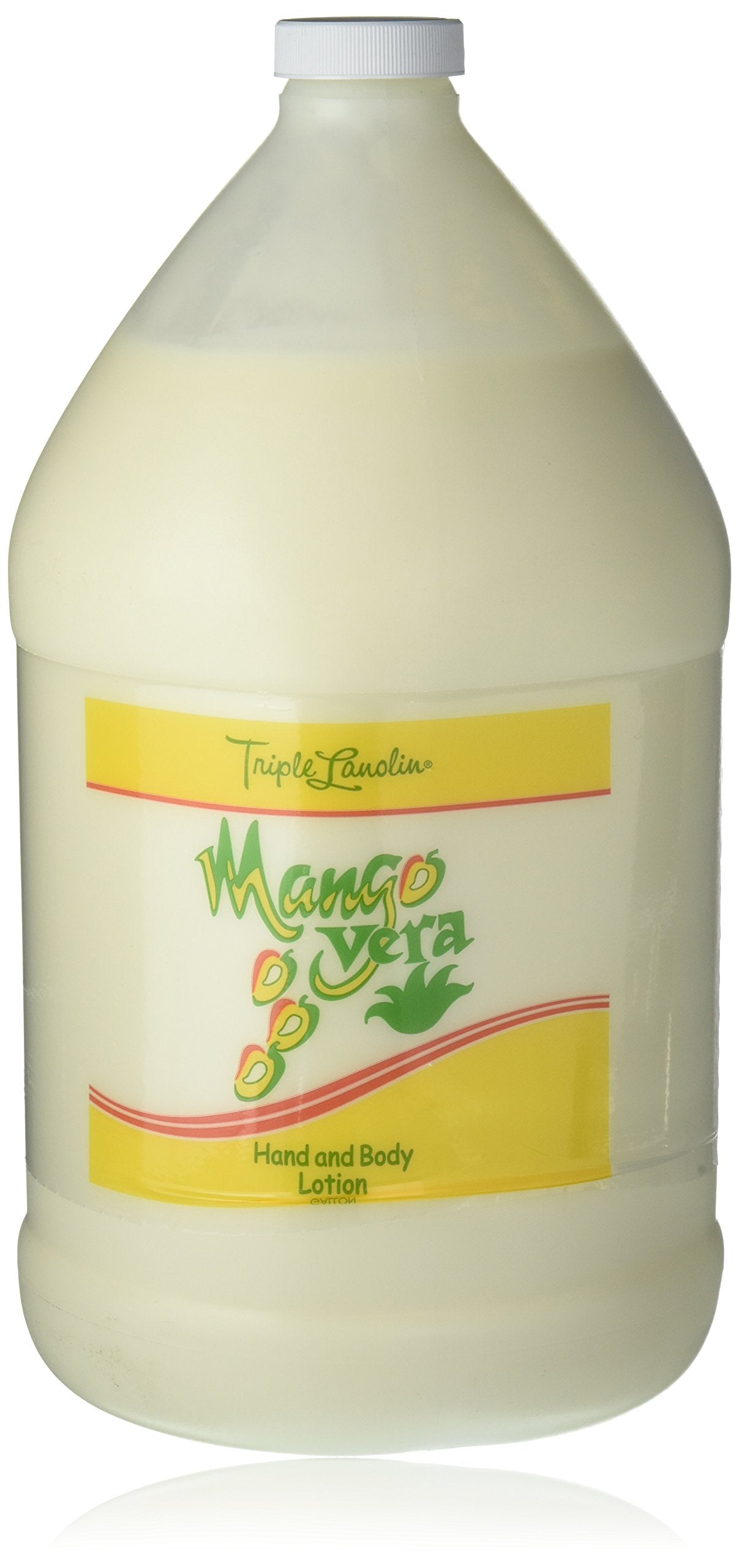 Triple Lanolin Mango Vera Soothing Lotion (1 Gallon) – Tropical Mango Scented Aloe & Lanolin Moisturizer for All Skin Types – Deeply Hydrating Hand and Body Lotion – Non-Greasy & Fast-Absorbing