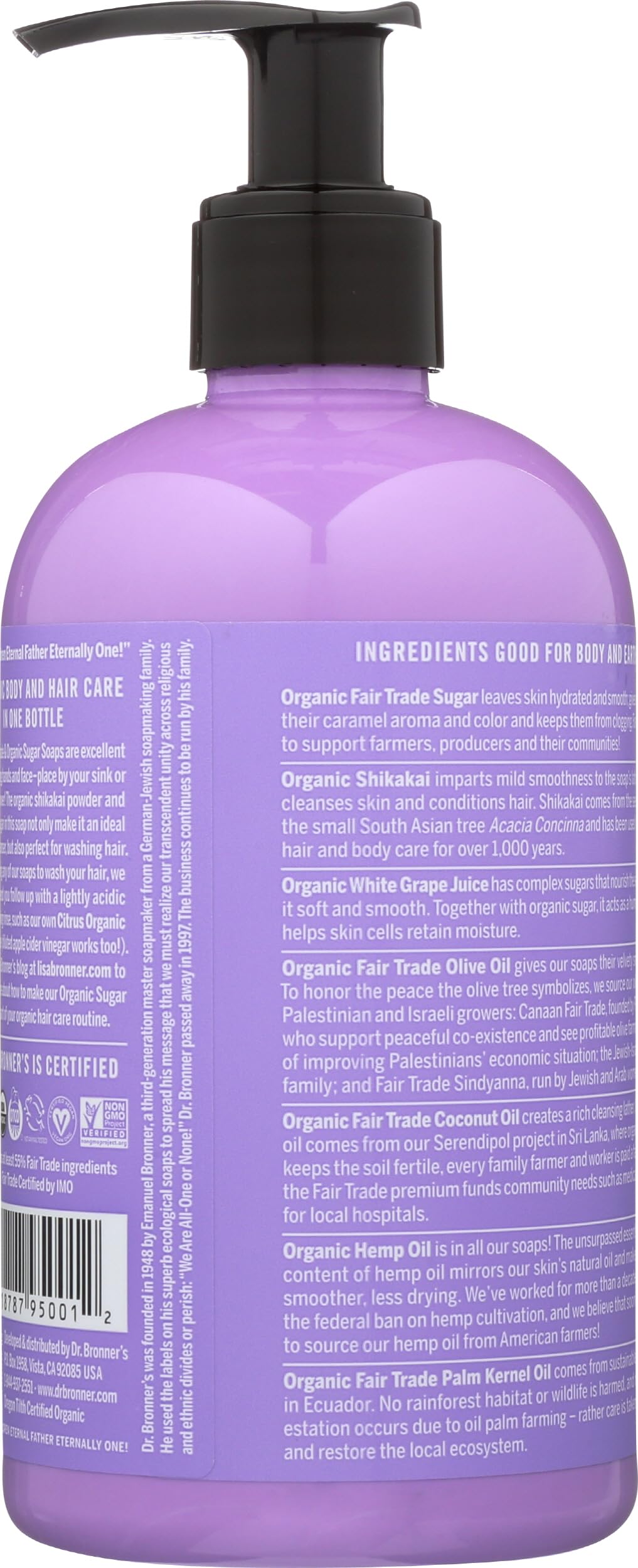Dr. Bronner 4 in 1 Sugar Soap, Lavender, 12 Ounce