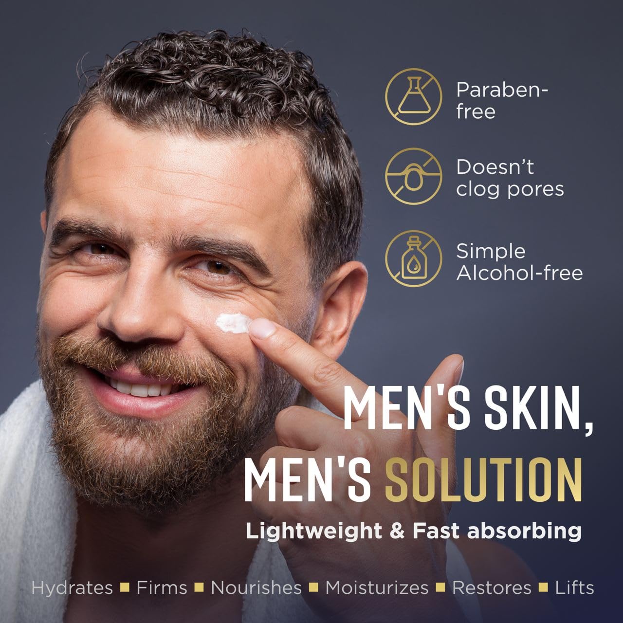 PENEBELLA Mens Face Moisturizer - Deep Hydrating & Anti Aging Mens Lotion | Made in Europe | Vitamin C+E, Elastin, Hyaluronic 4D - Face Cream for Daily Use - Eye, Face & Neck Skin Care