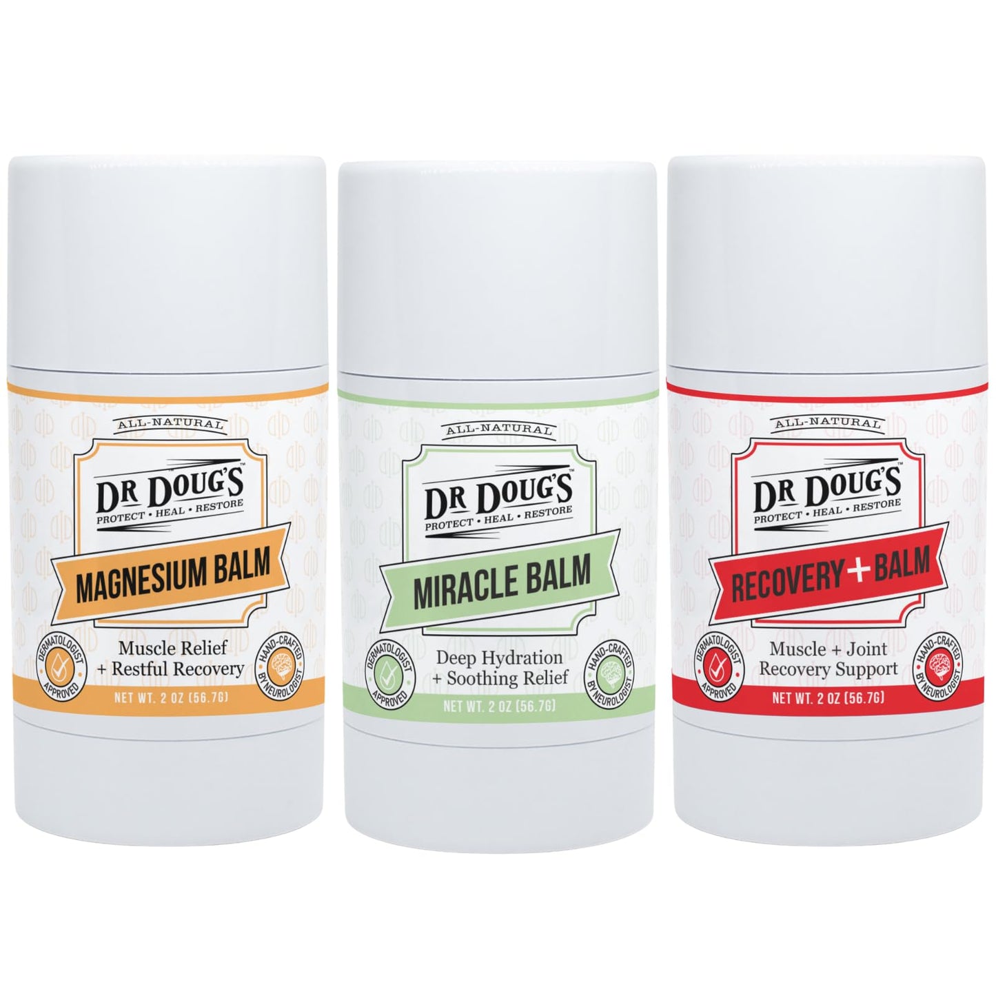 Dr. Doug's Ultimate Skin Hydration & Recovery Bundle - All-Natural Organic Balms for Sensitive Skin (3-Pack)