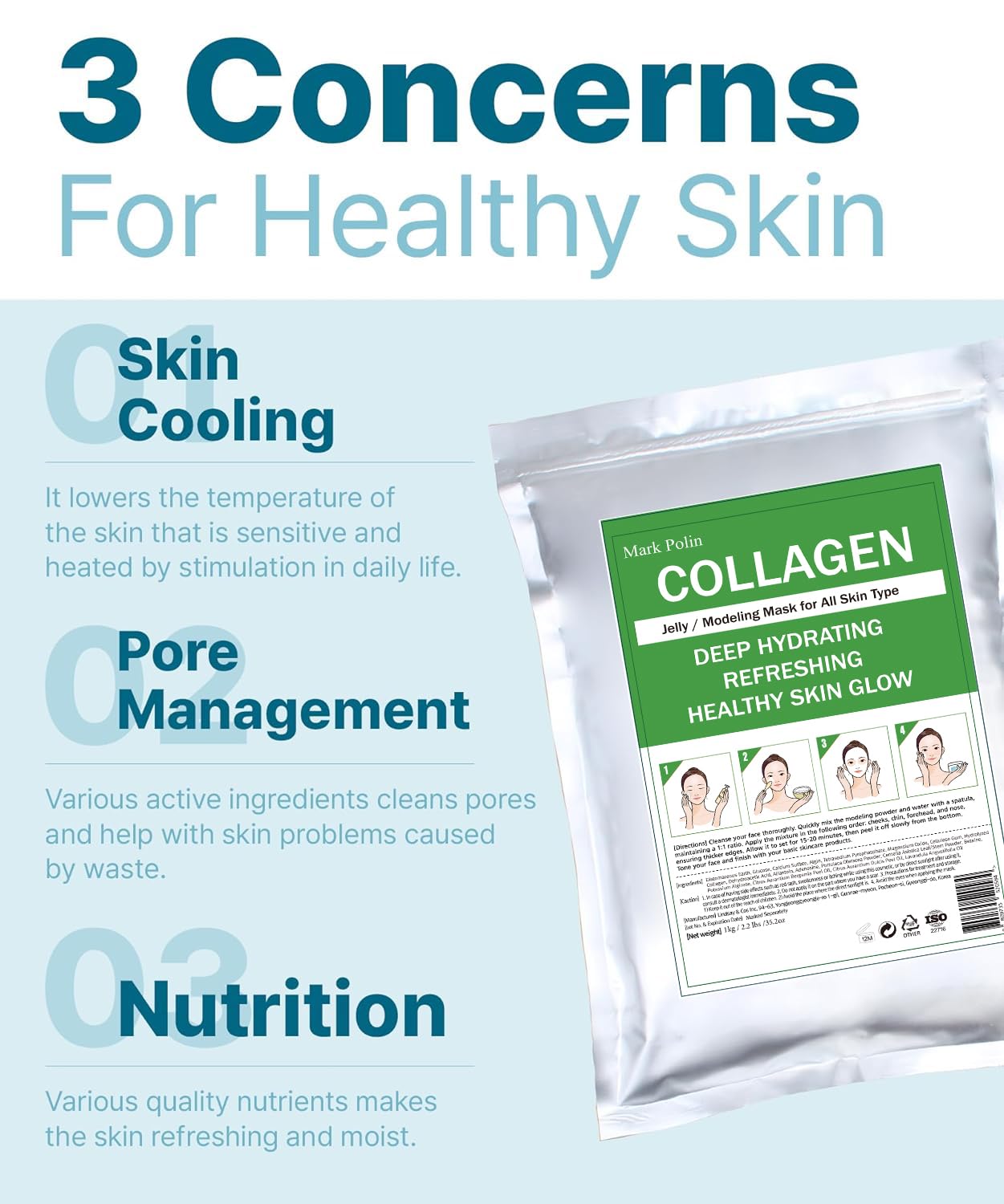 MARK POLIN Face Mask Skin Care, Face Mask Skincare peel off, Jelly Mask Collagen - 2.2 lbs pack, Facial mask skin care for women and men… (Charcoal)