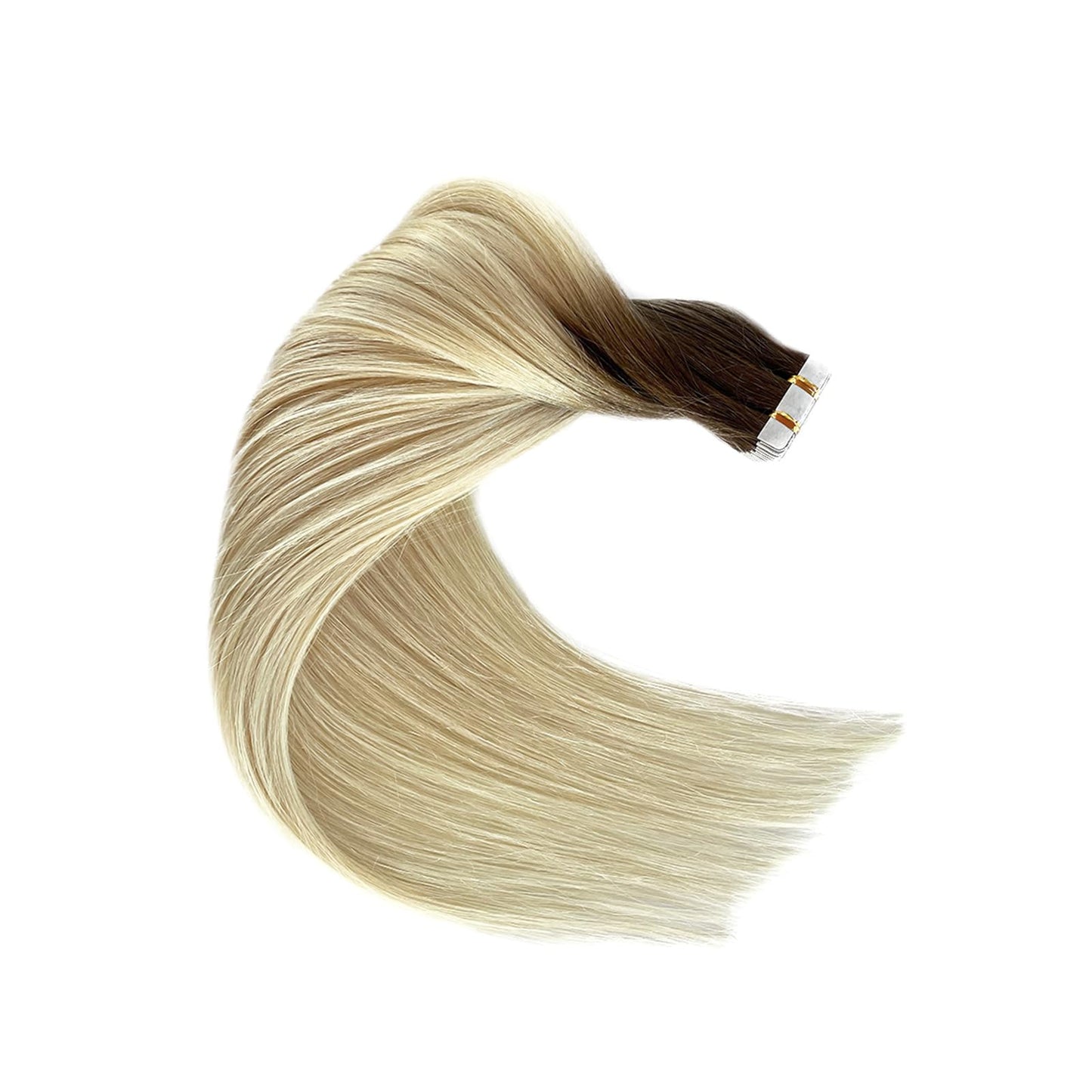 Tape Ins Human Hair Extensions 22inch Omber Flax Brown to Platinum Blonde Silky Straight Brazilian Double Sided Tape in Extensions Human Hair Tape in Extensions