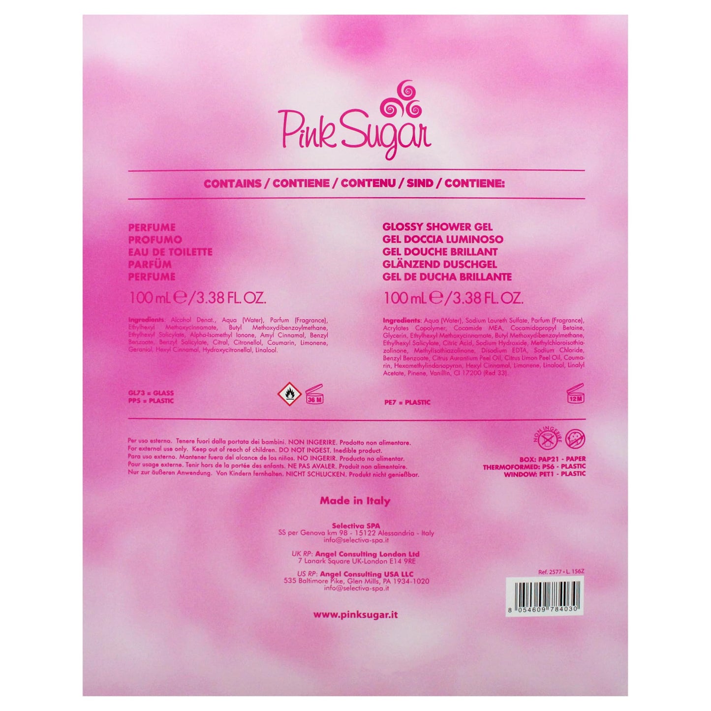 Pink Sugar by Aquolina for Women - 2 Pc Gift Set 3.4oz EDT Spray, 3.4oz Glossy Shower Gel
