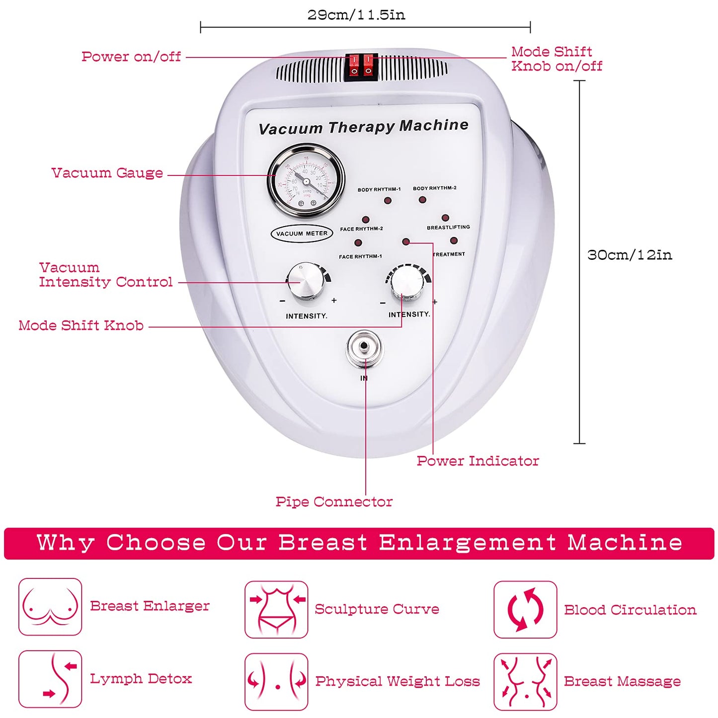 TwoWin Multifunctional Vacuum Therapy Machine, Cupping Therapy Sets, Cupping Scraping Body Shape Massager Adjustable Suction and 6 Modes with 30 Cups and 3 Pumps