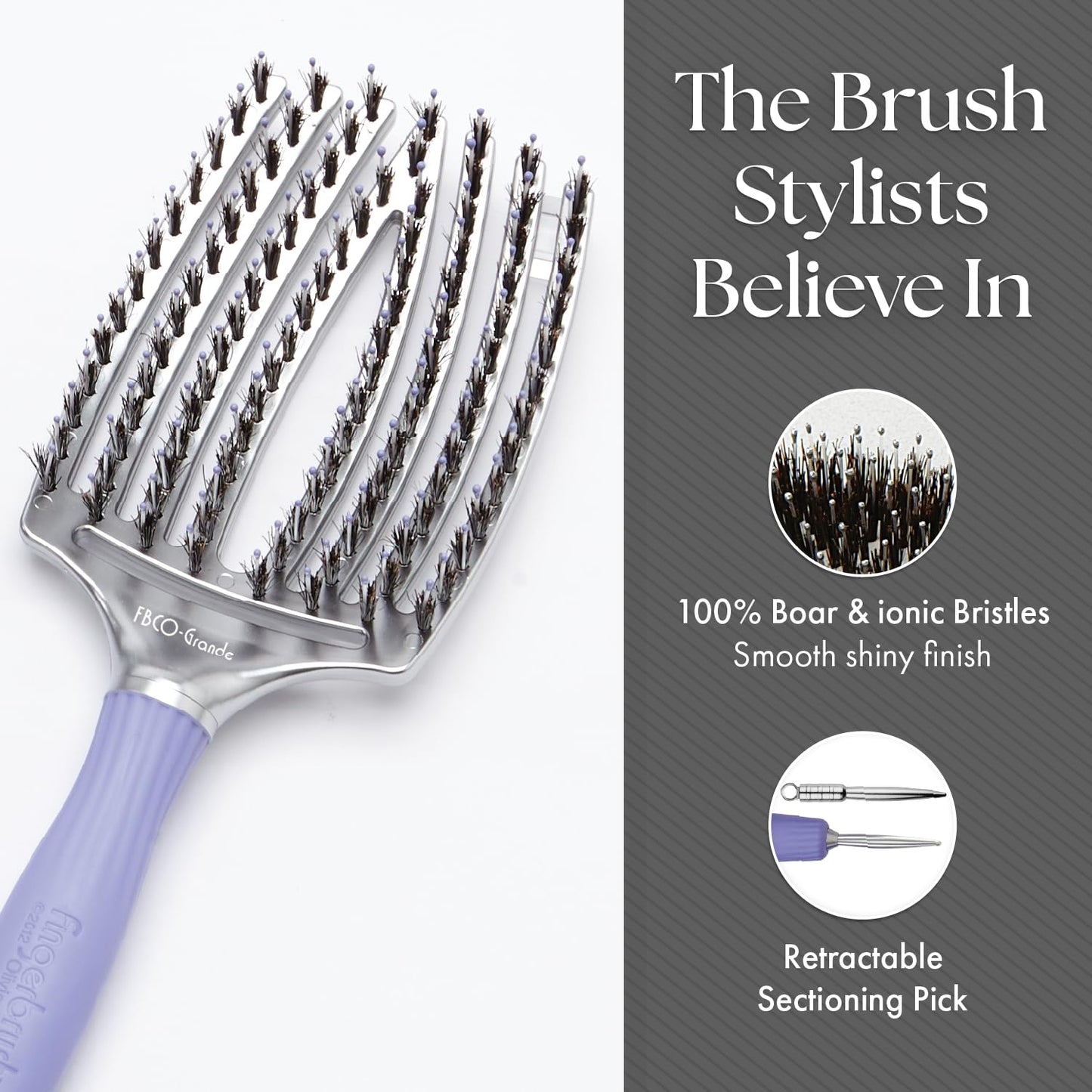 Olivia Garden FingerBrush Scalp-Hugging & Vented Combo Paddle Hair Brush (ionic & 100% boar bristles)