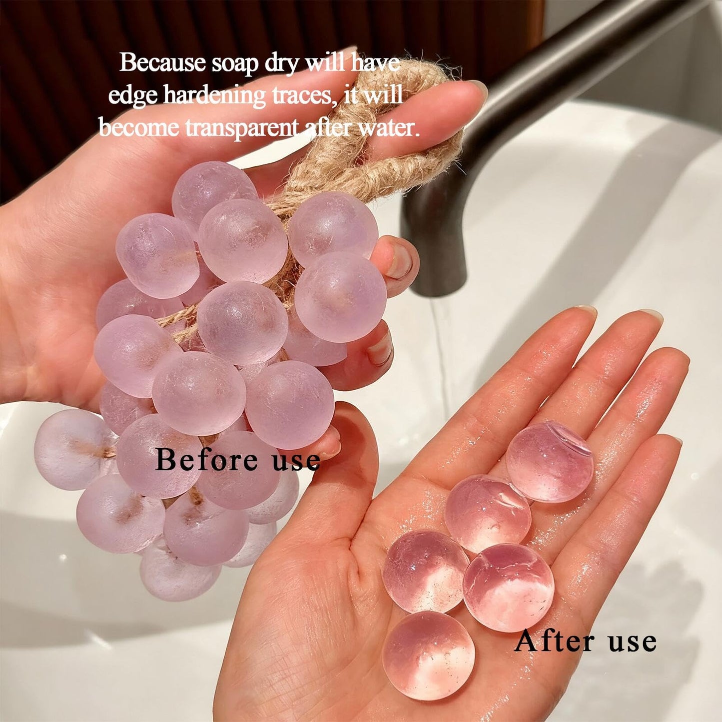 Purple Grape Soap on a Rope for Mothers Day Gift, Cold-Process Bath Soap, Handmade Grapes Cluster Shaped Soaps, Decorative and Aromatic Artisan Soaps, DIY Handmade Bay for Fresh Air, Washing