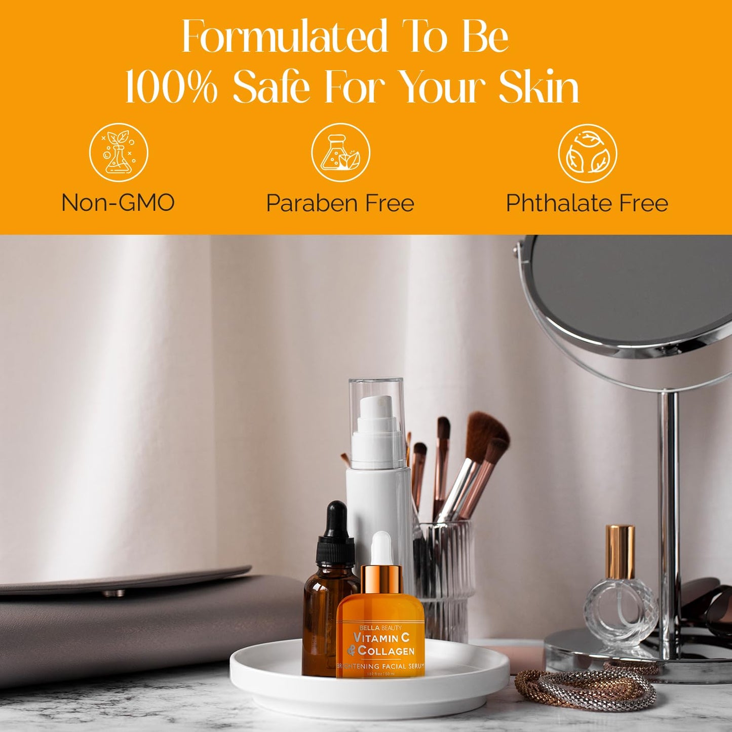 Bella Beauty Vitamin C Serum with Collagen - Dark Spot Reduction, Skin & Anti-Aging - Dermatologist Tested, Cruelty-Free Korean Skin Care for All Skin Types - 1.69 Fl. Oz