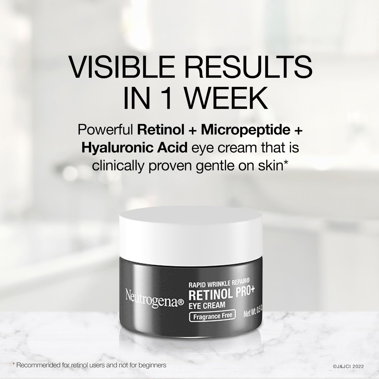 Neutrogena Rapid Wrinkle Repair Retinol Pro+ Anti-Wrinkle Eye Cream,Targeted Eye Cream for Wrinkles & Dark Circles,Formulated without Fragrance,Dyes,Phthalates,and Parabens,0.5 oz,(Pack of 2)