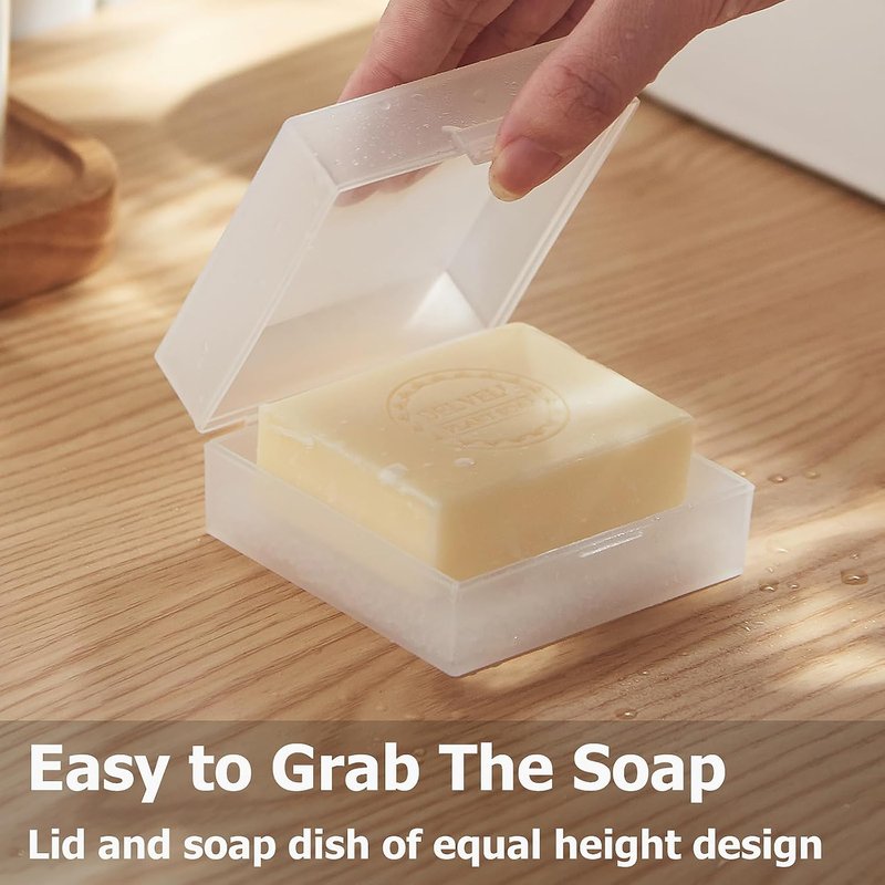 Travel Soap Case - Bar Soap Holder for Dr Squatch & Shampoo Bars | Transparent White with Draining Pad