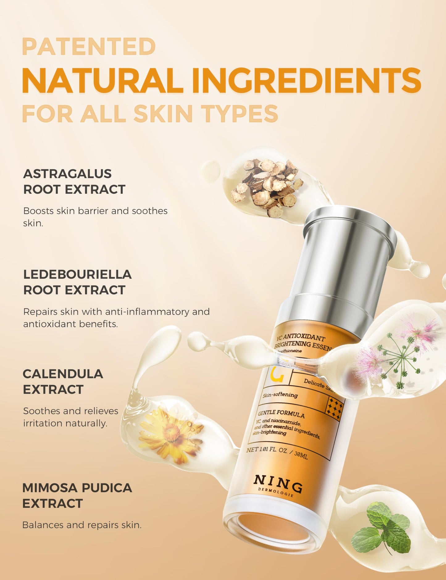 NING DERMOLOGIE Vitamin C Serum & Retinol Serum for Face Set - Collagen Booster & Dark Spots Treatment Face Serum Duo for Gentle Firming Anti Aging & Wrinkle | Korean Skincare Rountine - 1 fl oz Each
