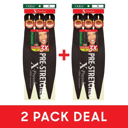[2 PACK DEAL] Outre X-PRESSION Ultra Braid Pre-streteched Braid 42" 3X (2 Packs, 44)