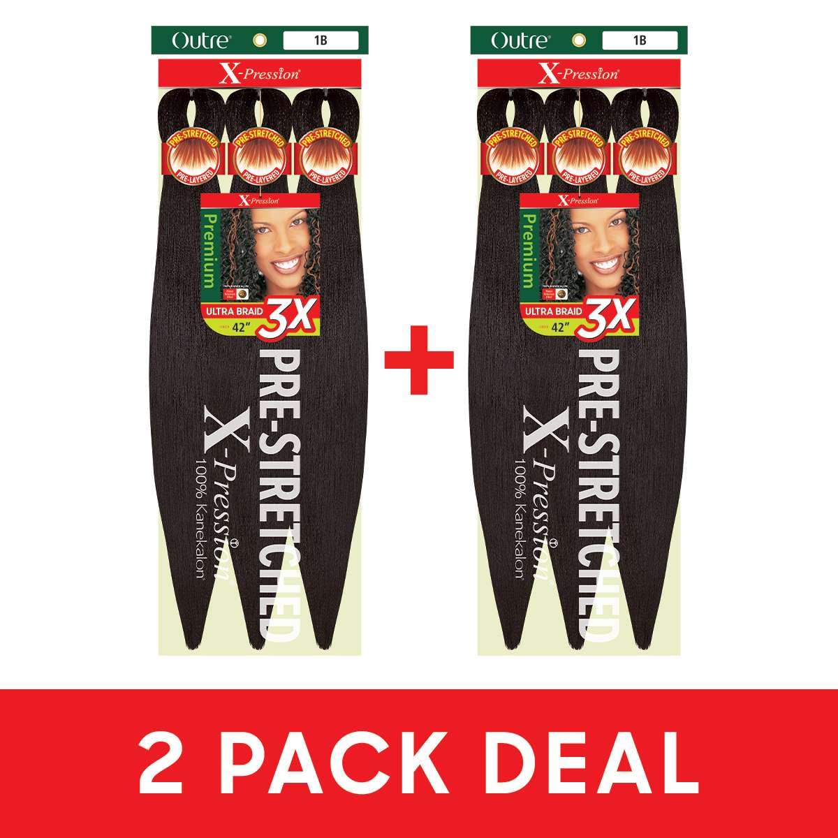[2 PACK DEAL] Outre X-PRESSION Ultra Braid Pre-streteched Braid 42" 3X (2 Packs, 4)