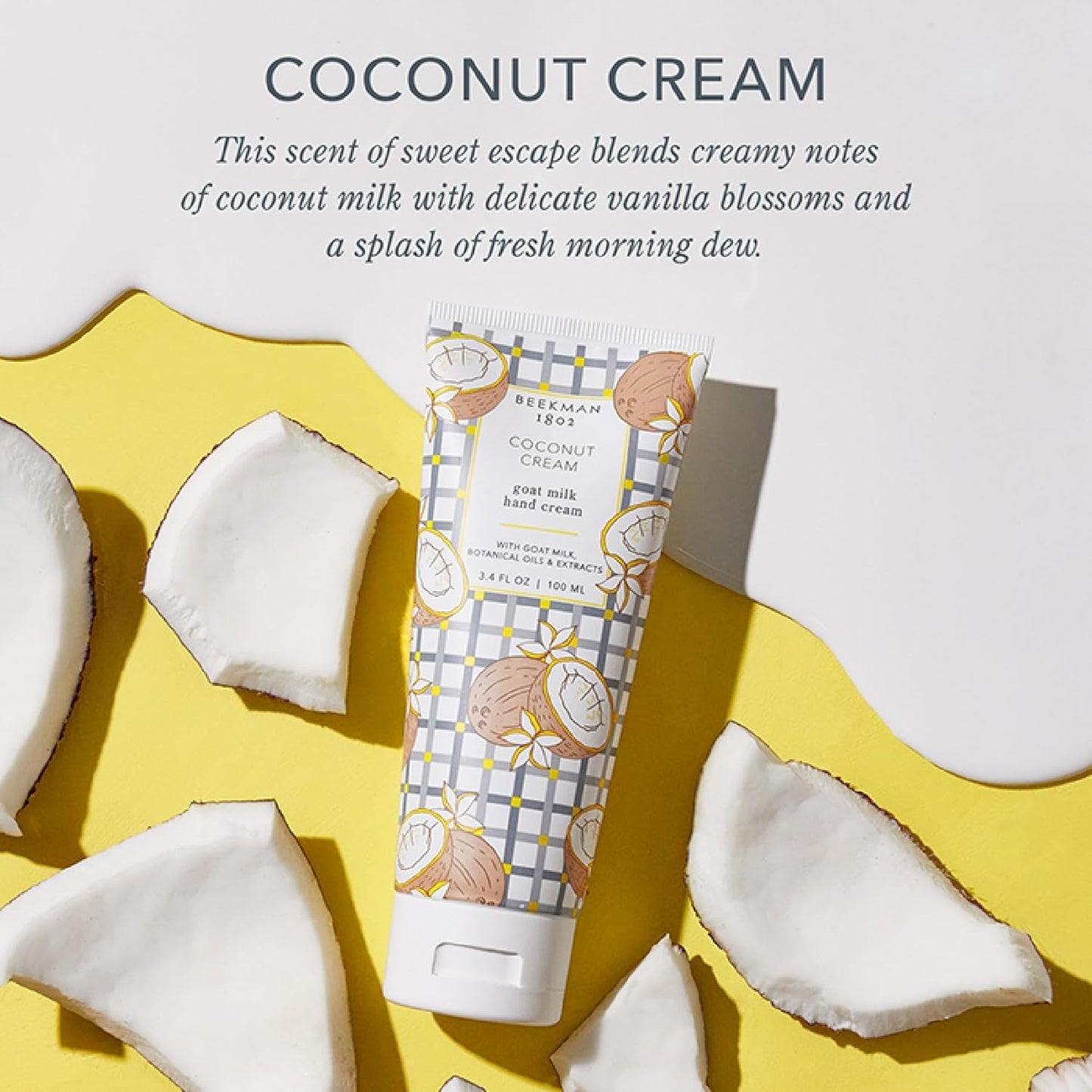 Beekman 1802 Coconut Cream 3-Piece Body Care Sampler Set – Goat Milk Skincare Mini Set with Body Cream, Hand Cream & Bar Soap – Travel Size Gift Set