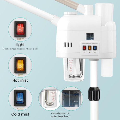 Retain time face steamer for hot and cold, Face Steamer with More Steam, Adjustable Height for Face Steamer Suitable for Personal Home and Professional Personal Care Places, Moisturizing or Hydrating.