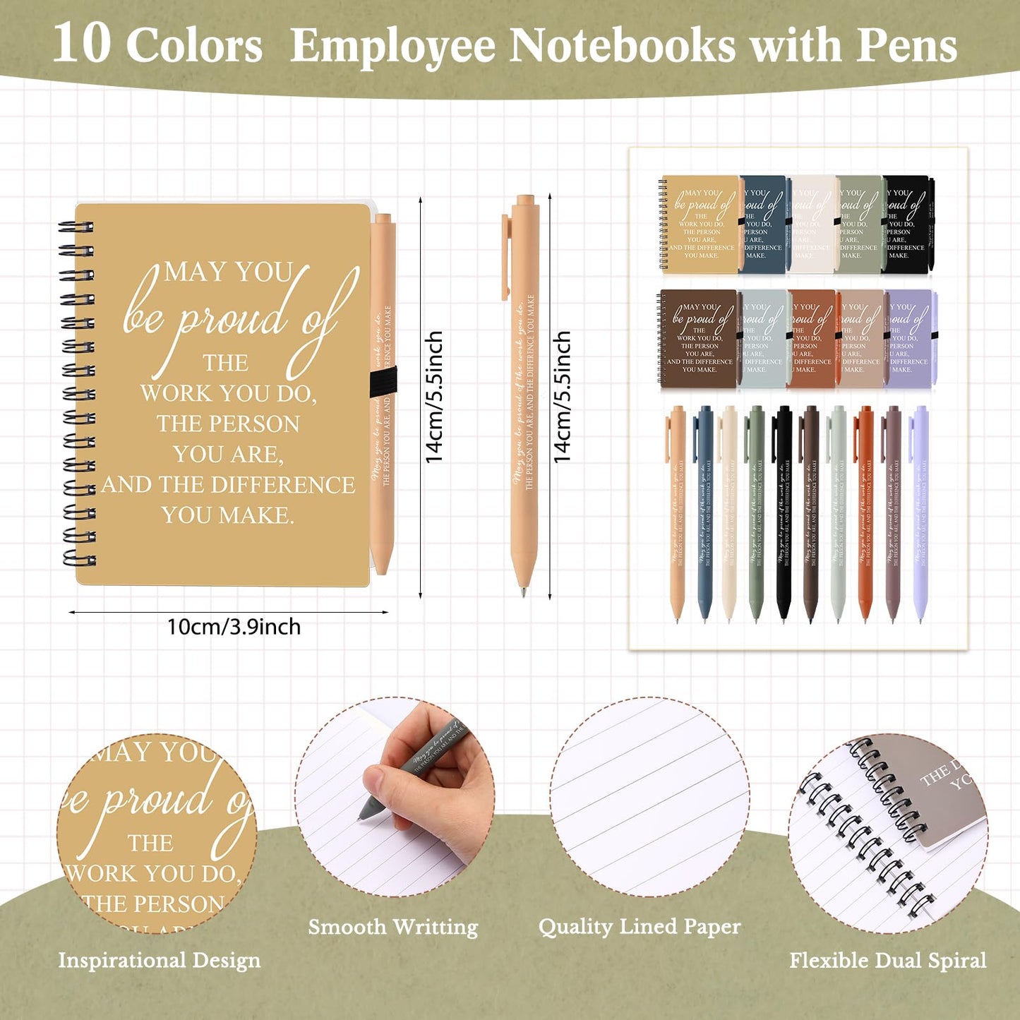 Honoson 50 Sets/100 Pcs 2026 Employee Appreciation Gifts Housekeeping Staff Gifts May You Be Proud The Work Notebook with Ballpoint Pen Thank You Notebooks for Team Coworker Volunteer (Vivid Color)