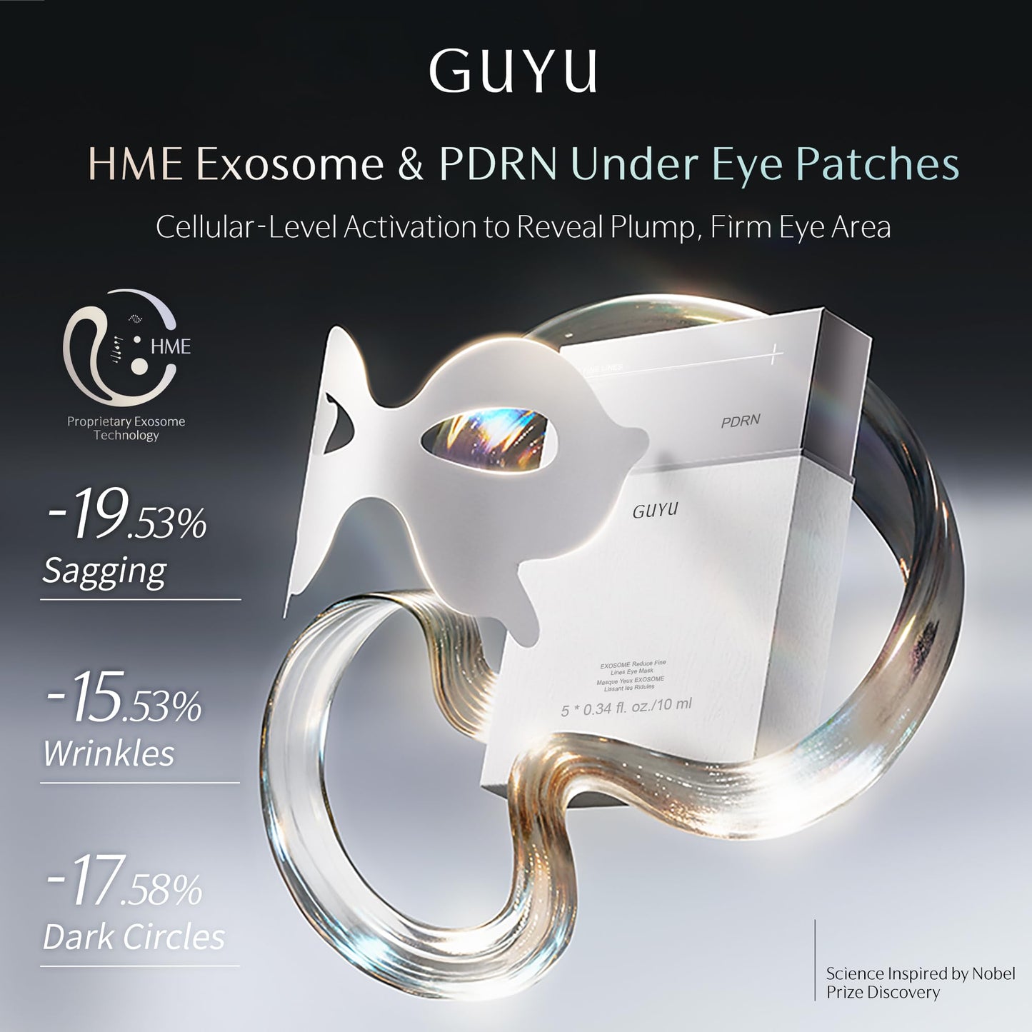 GUYU Exo-Smooth Jelly | GUYU Exosome PDRN Under Eye Patches for Puffy Eyes Dark Circles |Smile Line Patches, Under Eye Masks| Caffeine, Peptides Vitamin C |for Reducing Wrinkle |Gifts for Women(5 Pcs)