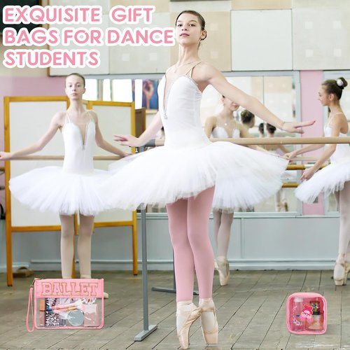 Hillban 2 Pcs Ballet Gifts Chenille Letter Bags Preppy Patch Makeup Bag Flat Clear Pouch PVC Organizer Purse Waterproof Travel Cosmetic Bag Portable Bag for Women (Ballet Theme)