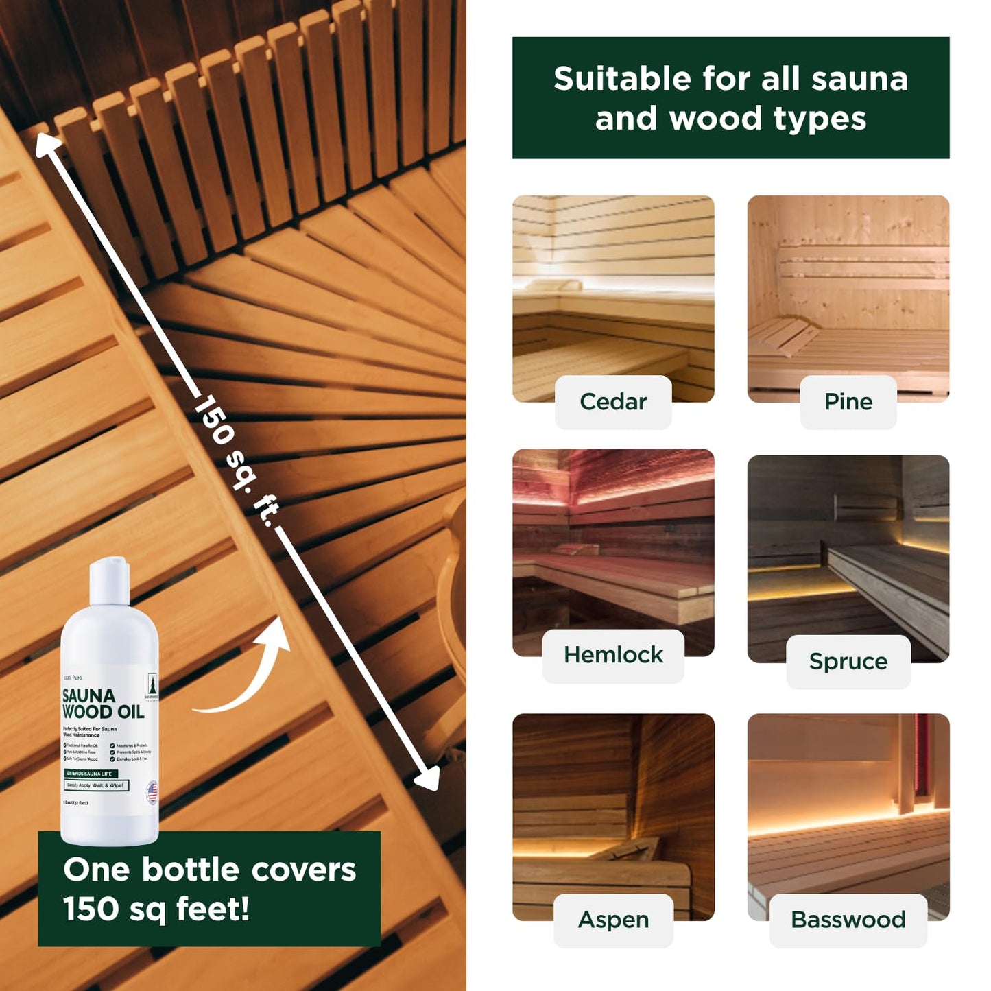 Northwood Sauna - Sauna Wood Oil - 100% Pure Paraffin Oil - Traditional Sauna Sealer - 1 Quart (32 Fl Oz)