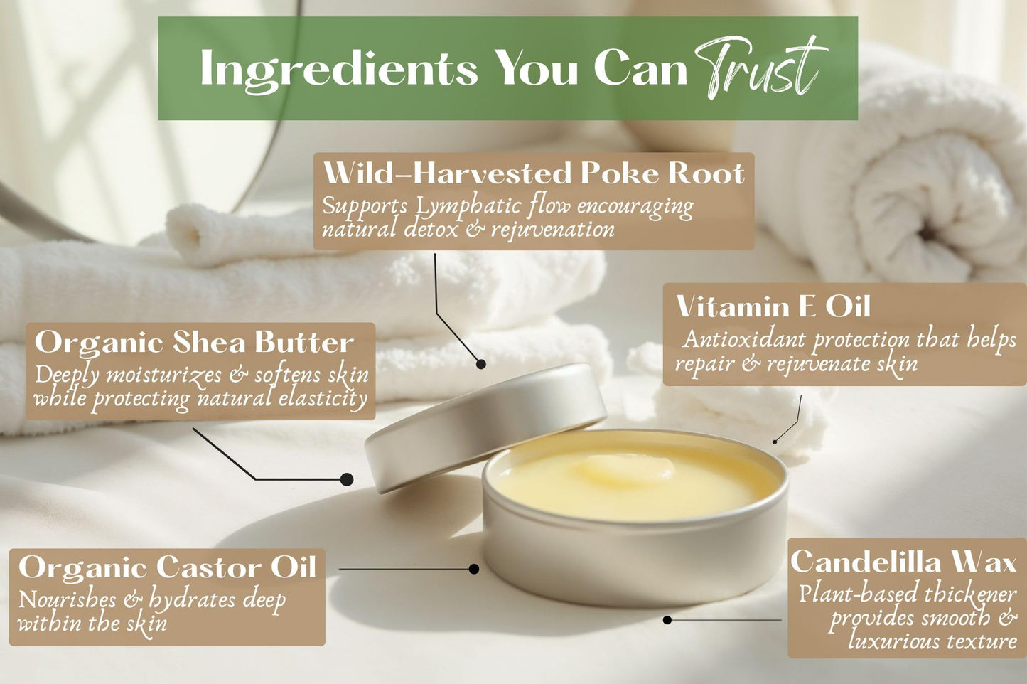 Organic Poke Root & Castor Oil Salve | Vegan Lymphatic Support | Enriched with Essential Oils | Cysts, Boils, Fibroids, Swollen Lymph Nodes, Breast & Joint (1oz, Citrus Spark)