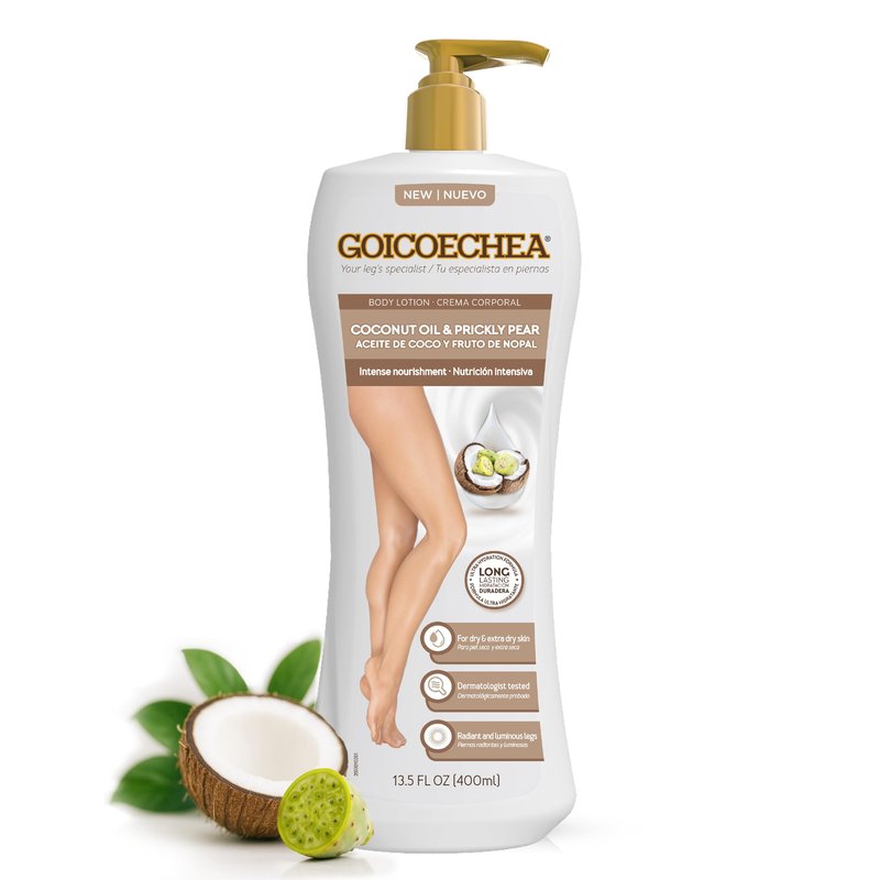 Goicoechea Intense Nourishment Body Lotion with Coconut Oil & Prickly Pear | Womens Lotion for Dry Skin, Body Cream and Moisturizer for Dry Skin, Varicose Veins Cream for Legs, 13.5 fl oz, 1-Pack
