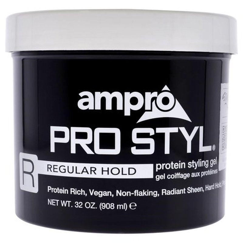 AmPro Pro Styl Styling Gel - Protects and Strengthens Your Strands - Non-Flaking, Alcohol Free, Vegan Formula - Flexible, Touchable Hold for All Hair Textures - Regular - 32 oz
