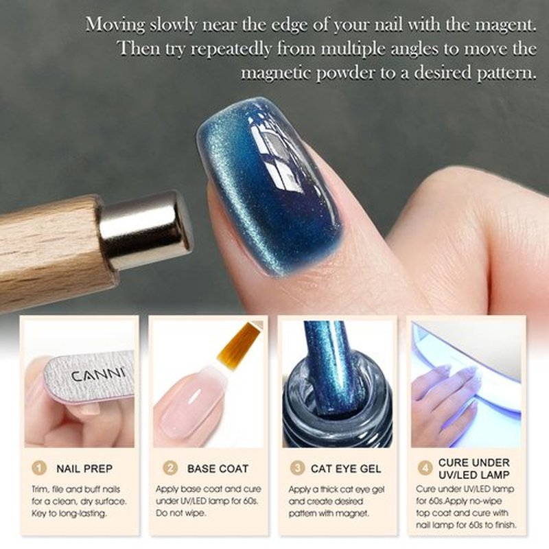 CANNI Cat Eye Gel Nail Polish 1Pcs 9ml Chathams Blue color Gel Polish High Gloss Soak Off UV Gel Starry Sky Miracle Series Gel Nail Polish Art Manicure Salon DIY Home