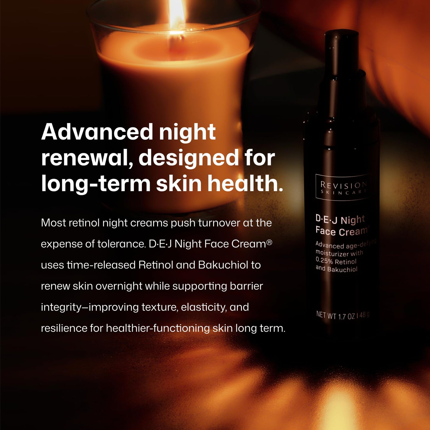 Revision Skincare D·E·J Night Face Cream®, Anti Aging Moisturizer, Antioxidant Rich with Retinol and Bakuchiol, 1.7 oz
