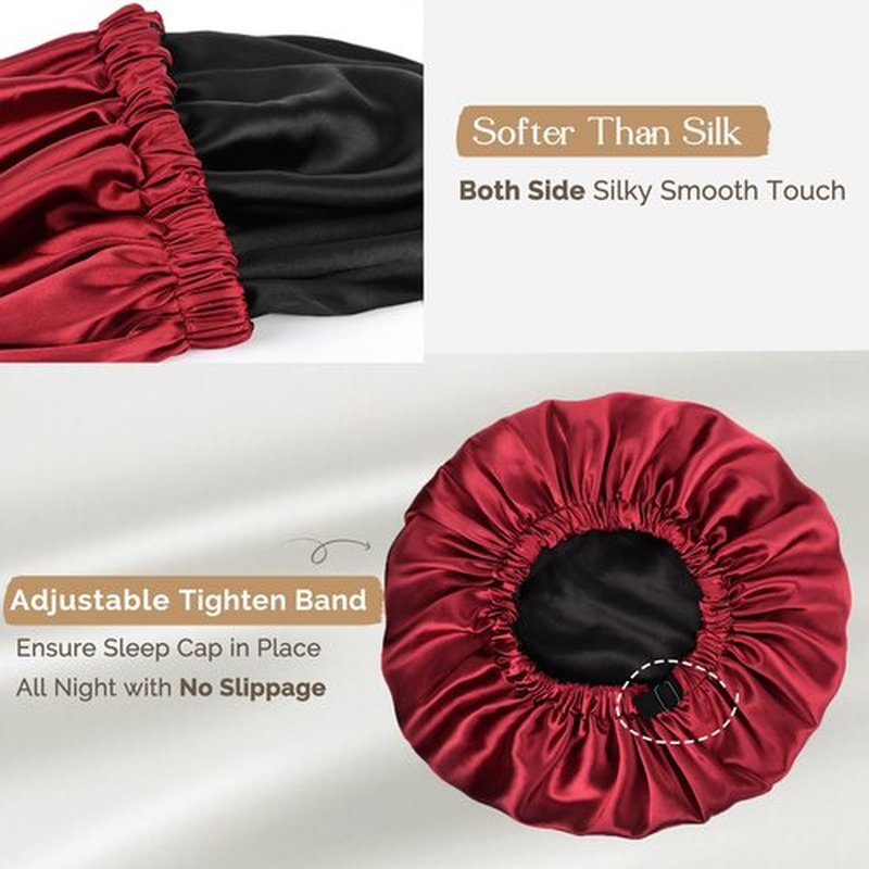 YANIBEST Silk Bonnet Satin Bonnet for Sleeping Women and Men, Adjustable Double Layer Hair Bonnet for Curly Braids Hair