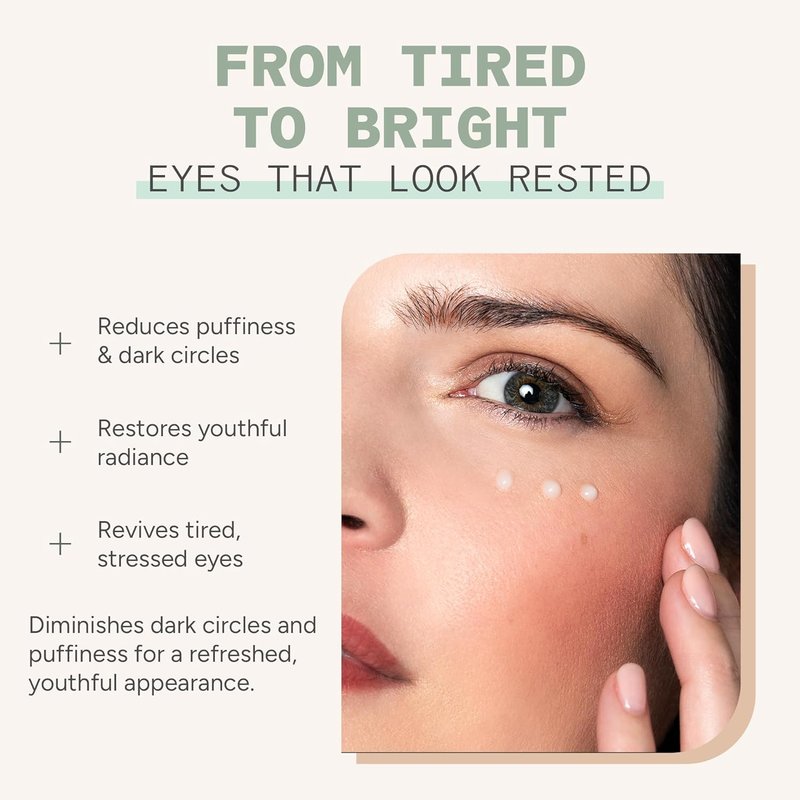 Under Eye Cream for Dark Circles - Caffeine & Peptides, Firming Anti-Fatigue Formula | 0.5 oz