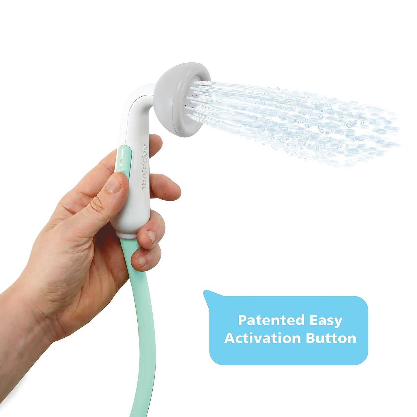 Yookidoo Baby Bath Shower Head - Elephant Water Pump and Trunk Spout Sprayer - One Handed Flow Control for Newborn Babies in Tub Or Sink (Turquoise)