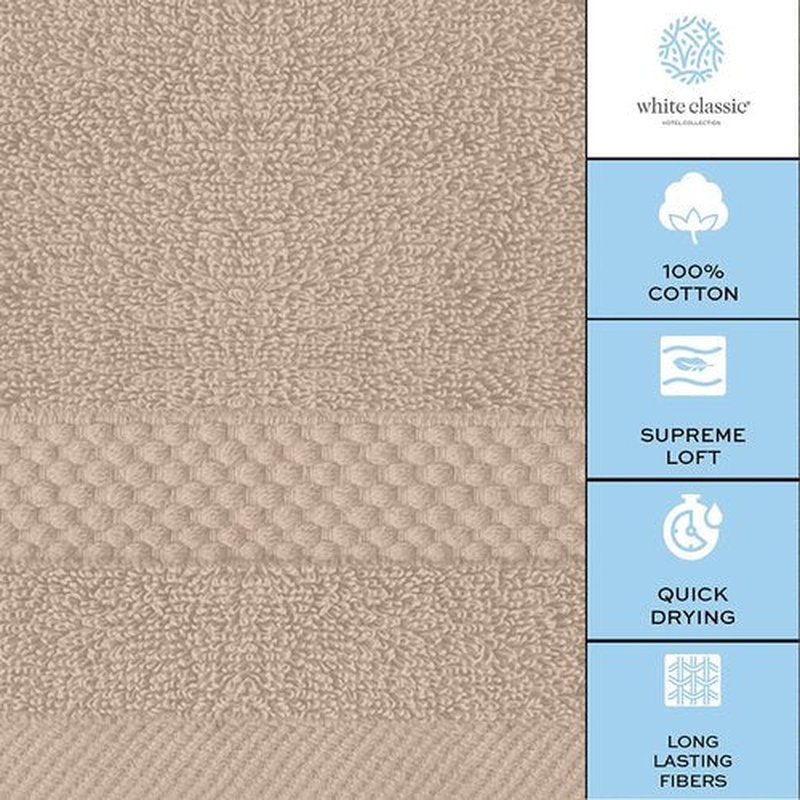 White Classic Luxury Washcloths for Bathroom-Hotel-Spa-Kitchen-Set - Circlet Egyptian Cotton - Highly Absorbent Hotel Quality Face Towels - Bulk Set of 12-13x13 Inch (Taupe)
