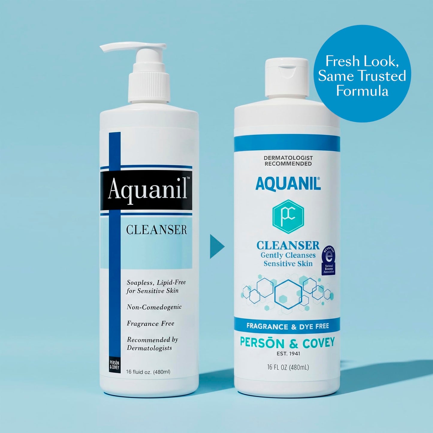 Person & Covey Aquanil Cleanser - Lipid-Free Sensitive Skin Cleanser, Non-Comedogenic Gentle Cleanser - Soap Free Cleanser with 7 Ingredients, Fragrance-Free Skin Care Cleanser - 3 Pack, 16 Fl. Oz.