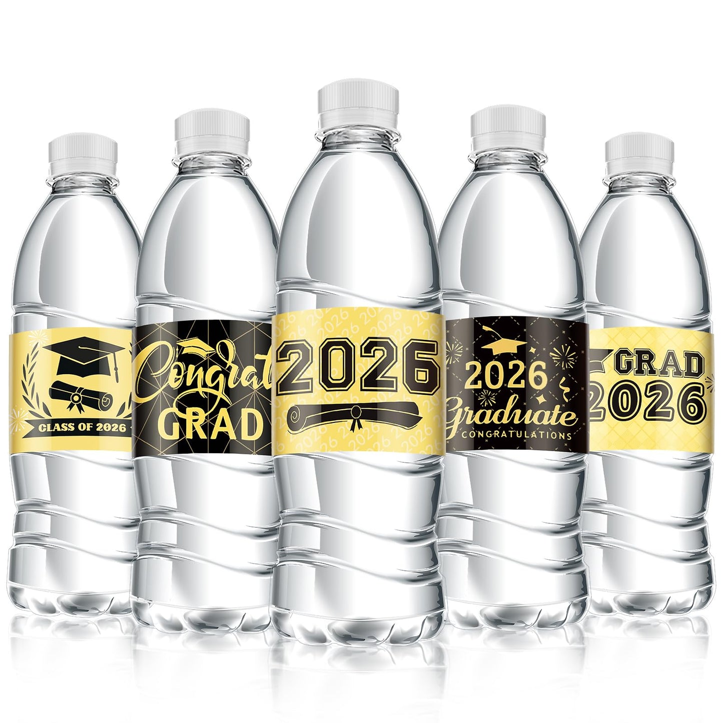 2026 Graduation Water Bottle Labels, 40pcs Graduation Decorations Class of 2026 Personalized Stickers for Bottles, Graduations Favors Party Supplies Decors for High School College (Gold)