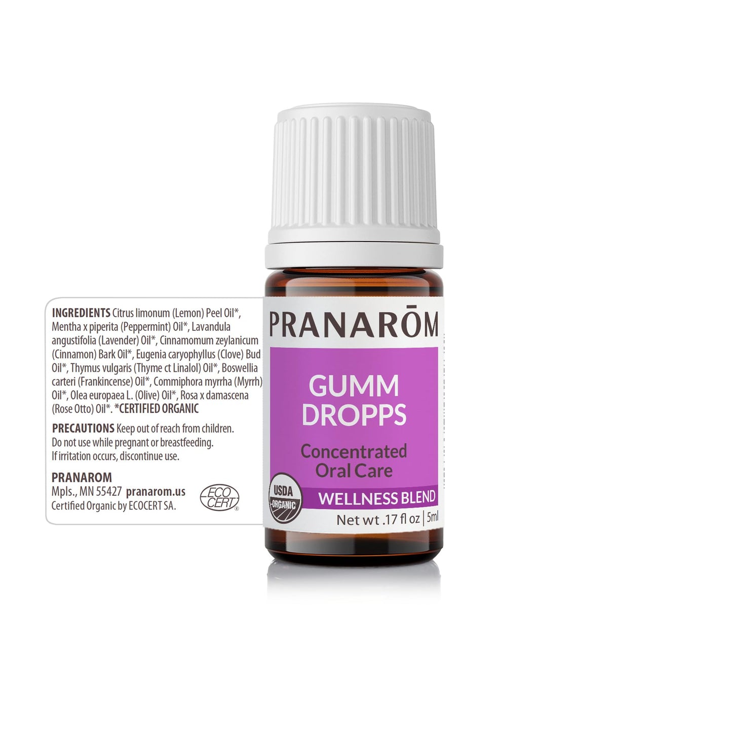 Pranarom - Gumm Dropps Essential Oil for Teeth & Gums, Natural for Oral Care, Pure & Organic Essential Oils (Peppermint, Thyme, Clove, Lemon, & Cinnamon), 5 ml