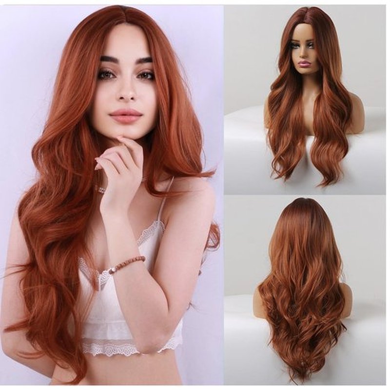 BERON Auburn Long Wigs Natuaral Ombre Wavy Wig for Women Heat Resistant Hair Wigs for Daily Used or Halloween Cosplay with Wig Cap