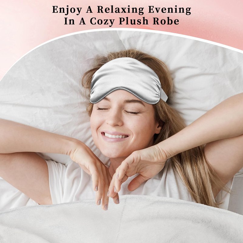 my novel things Birthday Gifts for Women,Spa Robe and Slippers Set, Bathrobe With Satin Sleep Mask, Scented Candle Self Care 7 Pack Suitable for Christmas Thanksgiven Day New Mom Gift