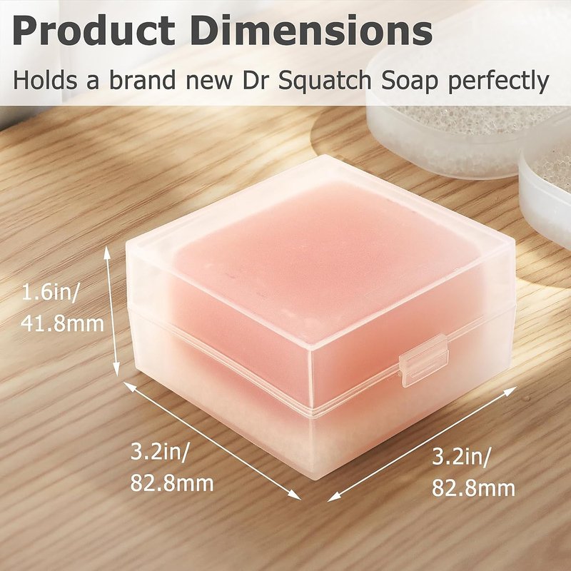 Travel Soap Case - Bar Soap Holder for Dr Squatch & Shampoo Bars | Transparent White with Draining Pad