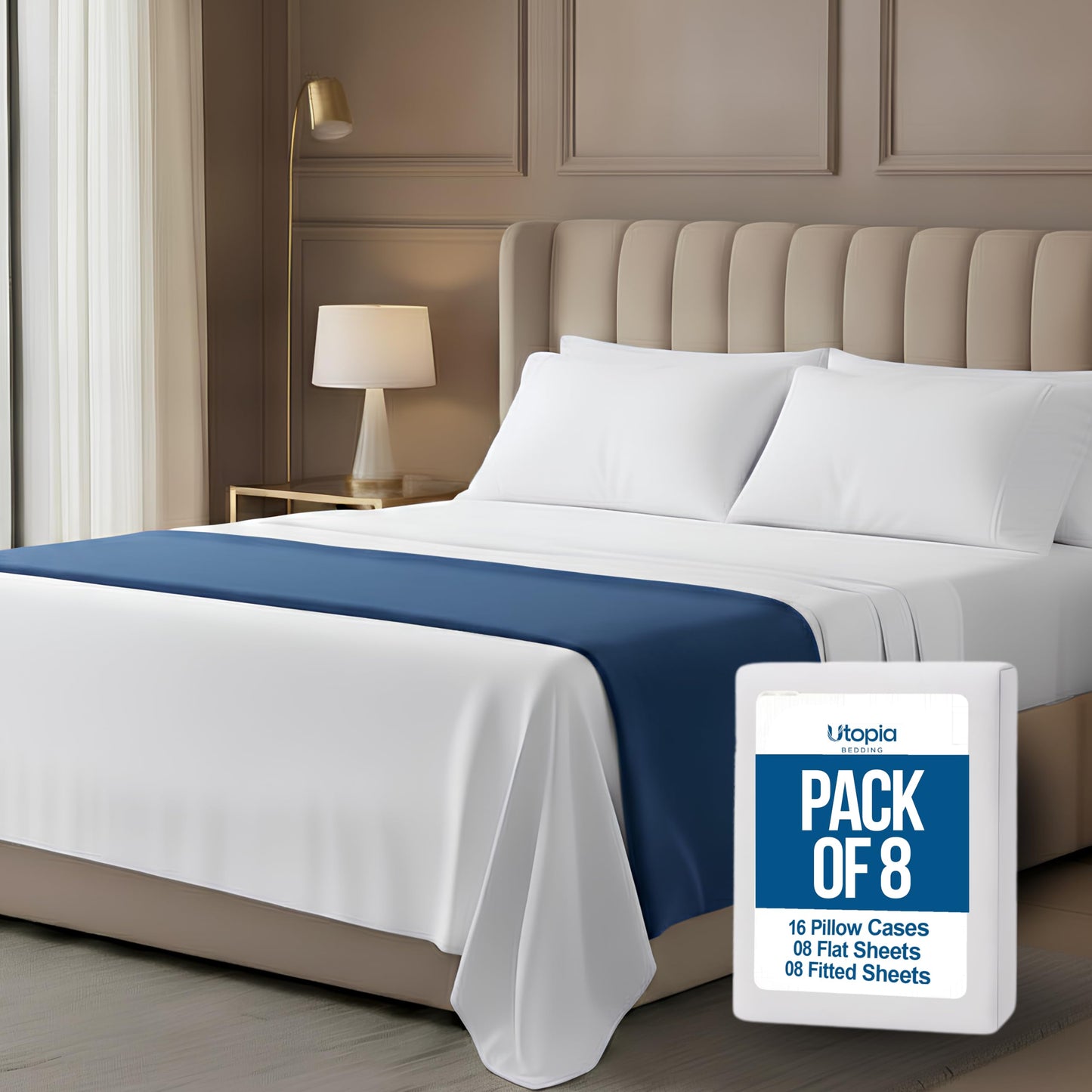 10-Pack Hotel King Size Sheet Set, Soft Brushed Microfiber Hotel Sheets, Hotel Quality Bedding, Deep Pocket, Shrink & Fade Resistant, Easy Care, White