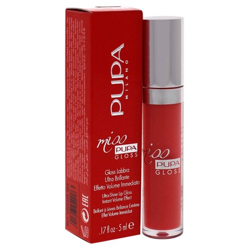 Pupa Milano Miss Milano Lip Gloss - Shiny, Smooth, Plump - Soft, Innovative Gel Texture - Glides Smoothly On Lips - For A Moisturizing And Volume Enhancing Effect - 203 Coral Emotion - 0.17 OZ