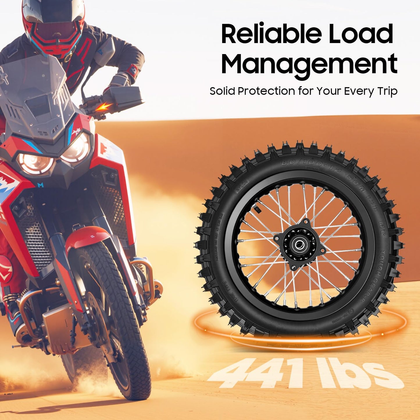 INPAITOO 14" / 12" Wheels Kit, 60/100-14 and 80/100-12 Wheel Tire and Rim Kit, Disc Brake Wheel Tires Rim With 15mm Bearing for Off Road Dirt Pit Bike
