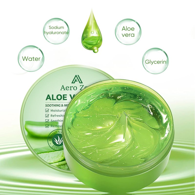 Aero Zen Organic Aloe Vera Gel for Face Made within 12 Hours of Harvest, 98% Pure Aloe Vera Gel for Skin, Scalp, & Hair, Soothing Aloe Face Moisturizer, Multipurpose Skin Care（20oz）