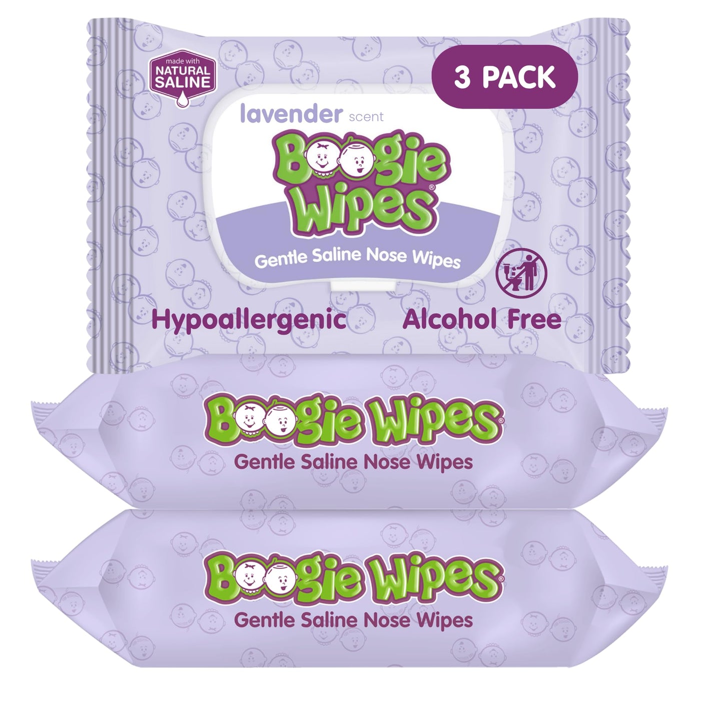 Boogie Wipes - Saline Nose Wipes Lavender Scent - 90 Count