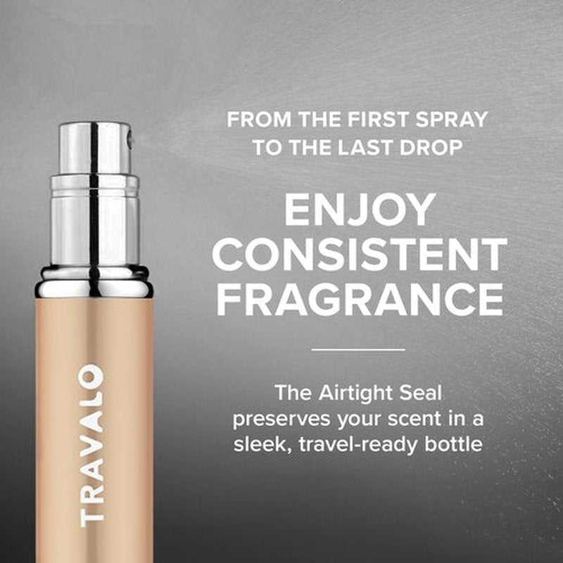 Travalo Classic HD Perfume Atomizer | Genie-S TSA Approved Travel Perfume Bottle Refillable | Reusable Airtight Easy-Fill Mini Pump Sprayer | Lightweight Elegant Design w/Volume Window | Gold 0.17oz