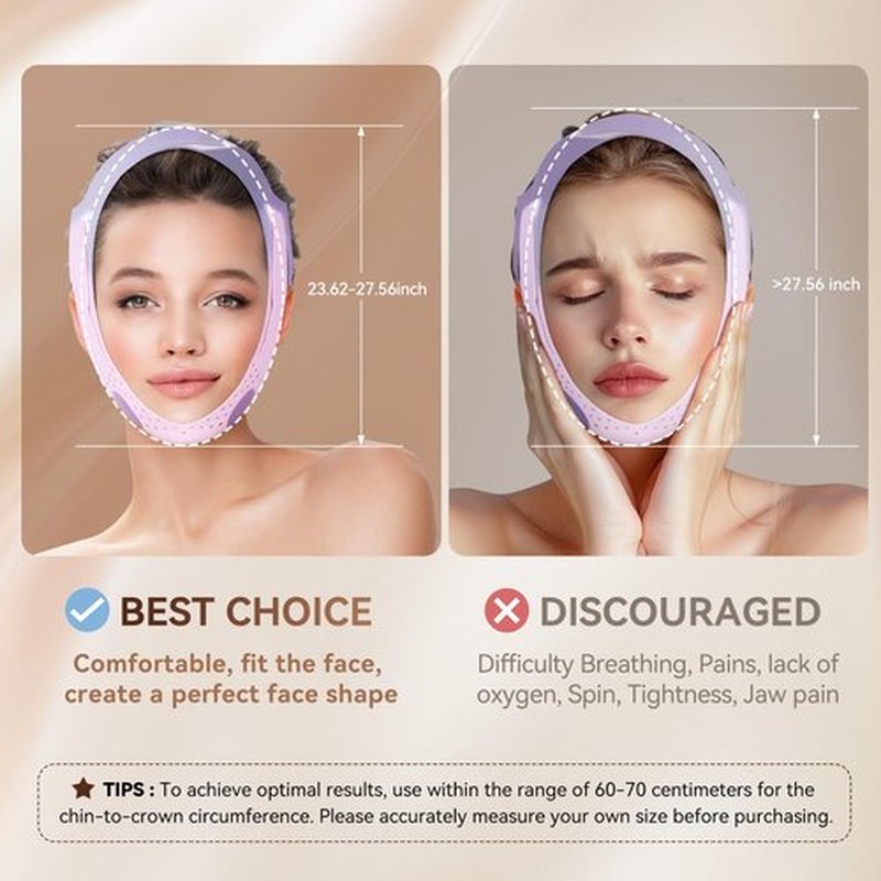 Reusable V Line Face Strap, Soft Silicone Chin Strap for Women 23-27 Inches(PINK)