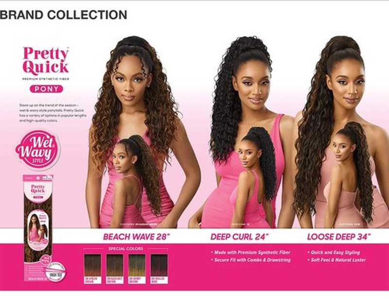 Outre Ponytail Pretty Quick Beach Wave 28" (DRHNBRN)