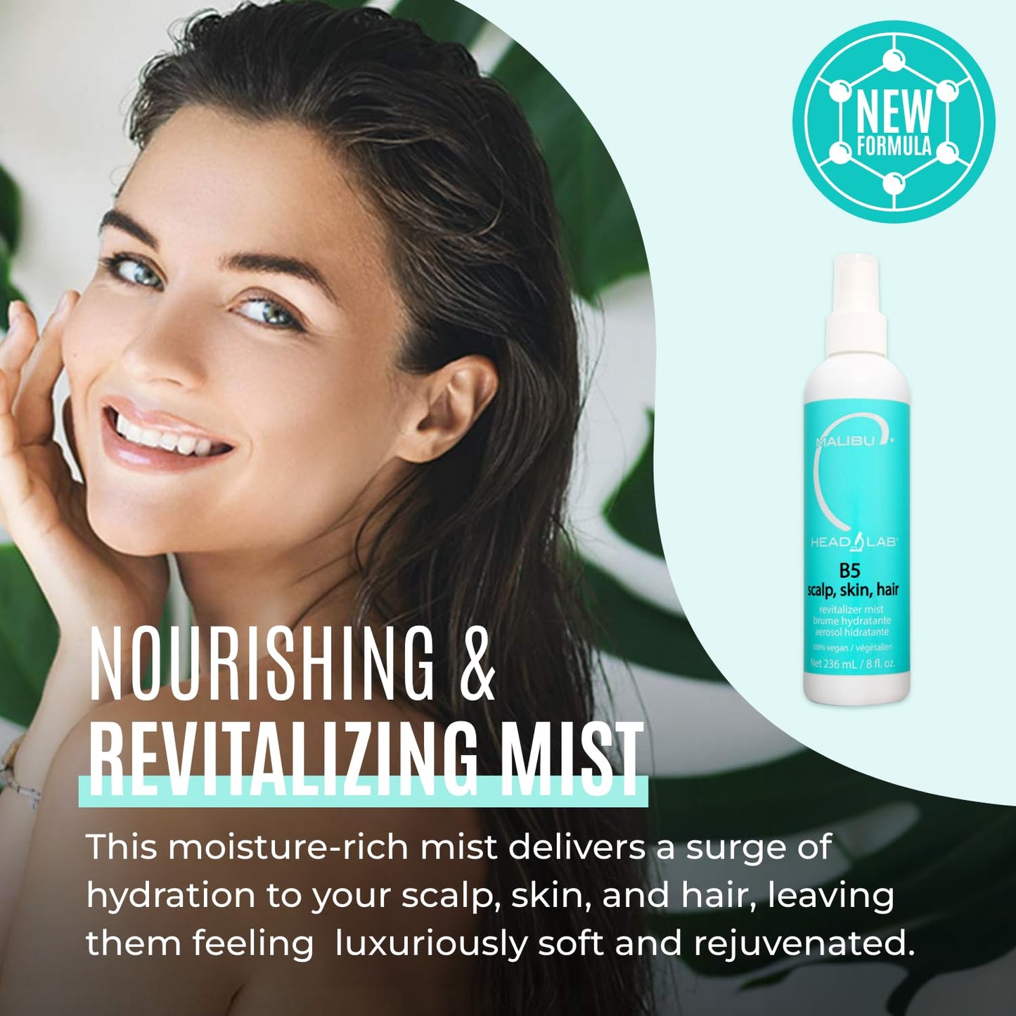 Malibu C Vitamin B5 Hydrating Mist - Multi-Use Scalp & Skin Revitalizer (8 oz)