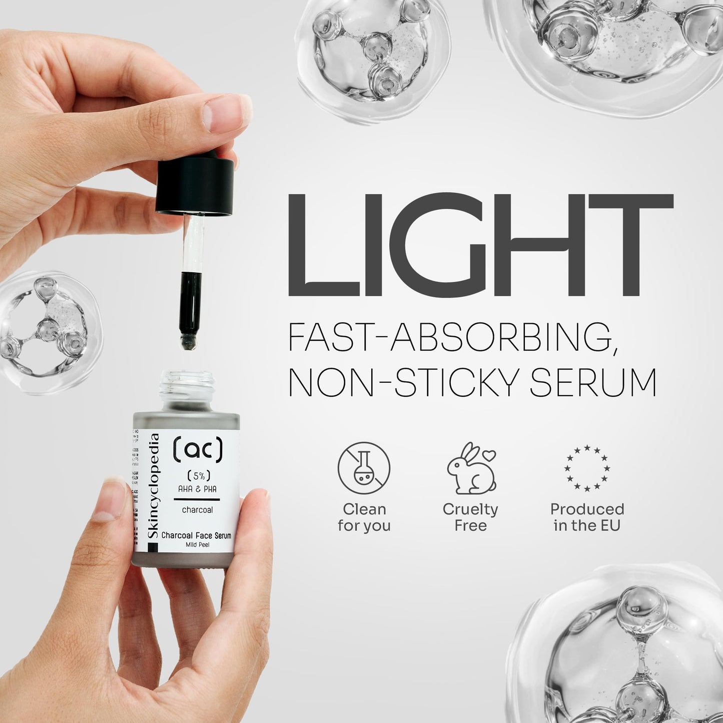 Skincyclopedia Pure AHA & PHA Charcoal Face Peel Serum, High Detox Complex, Anti Aging Intense Hydration, Wrinkle Reducing, Targets Fine Lines, Large Pores & Age Spots. High Detox Peel Exfoliation.