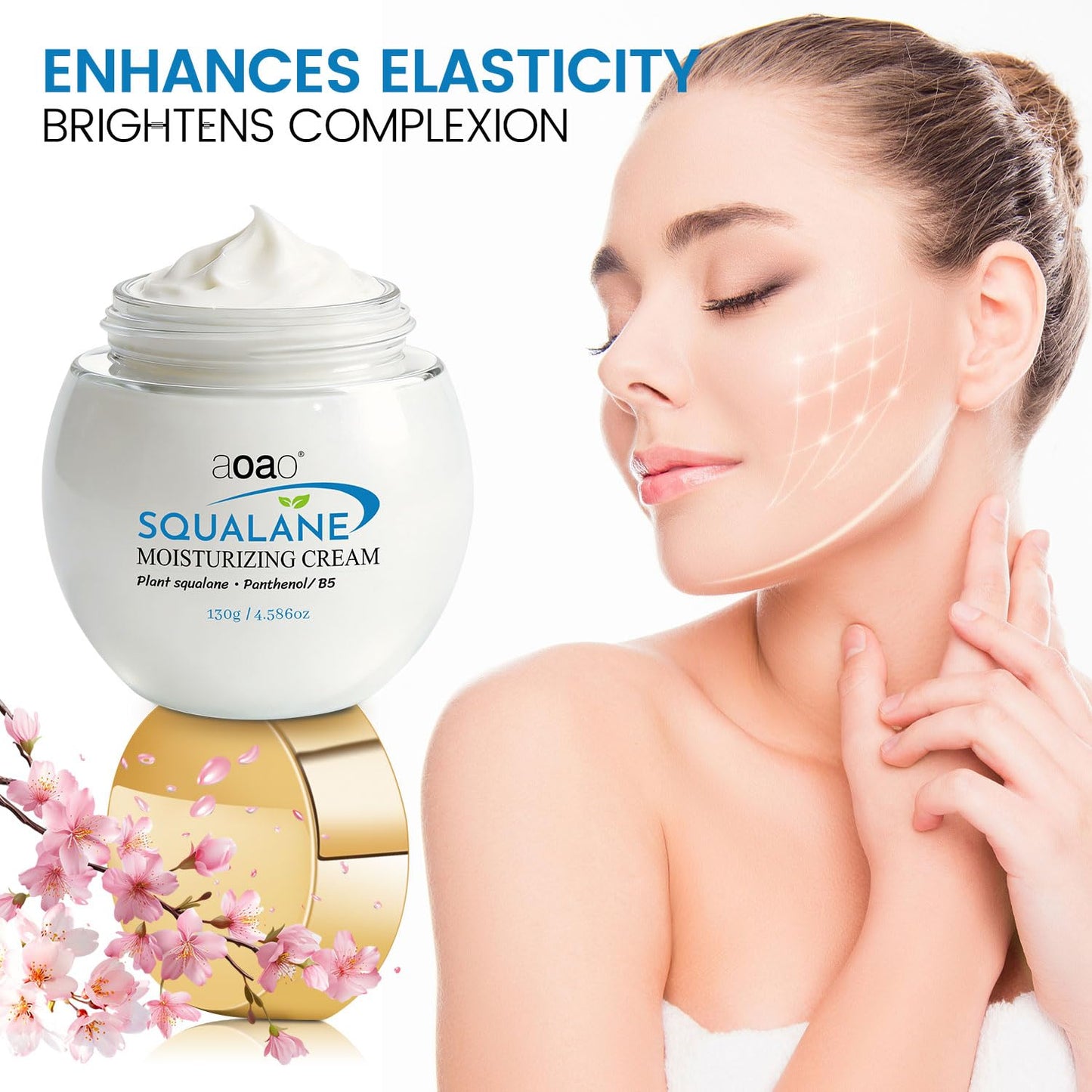 Squalane Face Cream, Ceramide Face moisturizer for Women with Hyaluronic Acid & Panthenol, Moisturizing Treatment for Dry Sensitive Damaged Skin, Nourishing Plant-Derived Formula, 4.59oz (Fresh)